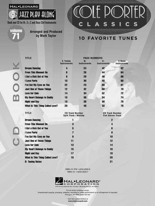 Cole Porter Classics Jazz Play-Along Volume 71 爵士音樂 | 小雅音樂 Hsiaoya Music