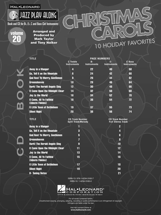 Christmas Carols Jazz Play-Along Volume 20 耶誕頌歌 爵士音樂 | 小雅音樂 Hsiaoya Music