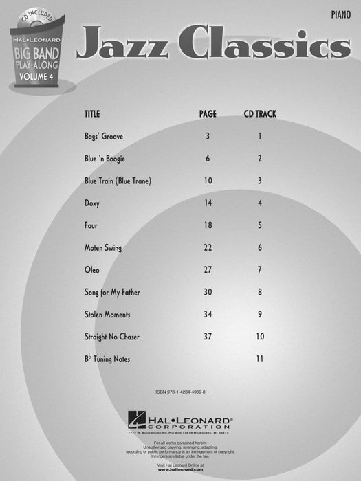 Jazz Classics - Piano Big Band Play-Along Volume 4 爵士音樂 鋼琴大樂隊 | 小雅音樂 Hsiaoya Music