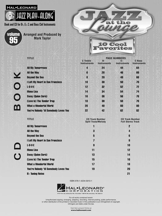 Jazz at the Lounge Jazz Play-Along Volume 95 爵士音樂 爵士音樂 | 小雅音樂 Hsiaoya Music