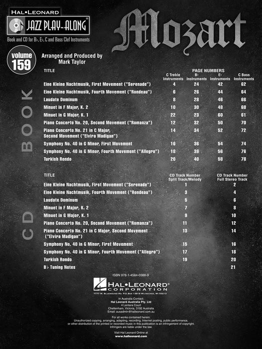 Mozart Jazz Play-Along Volume 159 莫札特 爵士音樂 | 小雅音樂 Hsiaoya Music