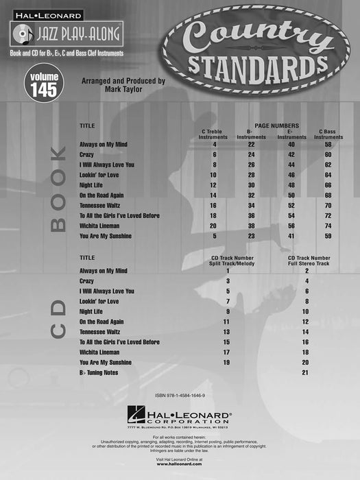 Country Standards Jazz Play-Along Volume 145 爵士音樂 | 小雅音樂 Hsiaoya Music