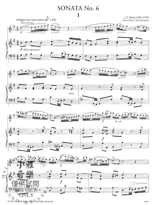 Sonata No. 6 in A Major For Alto or Baritone Saxophone and Piano 巴赫約翰‧瑟巴斯提安 奏鳴曲 中音 薩氏管 鋼琴 | 小雅音樂 Hsiaoya Music