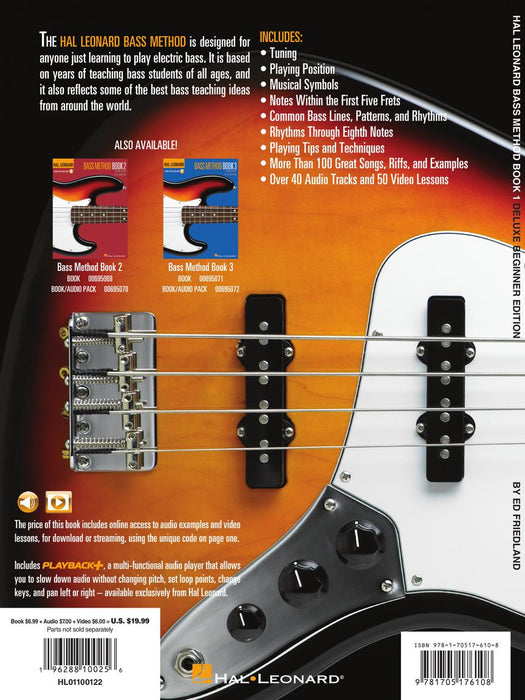 Hal Leonard Bass Method Book 1 - Deluxe Beginner Edition Audio & Video Access Included | 小雅音樂 Hsiaoya Music