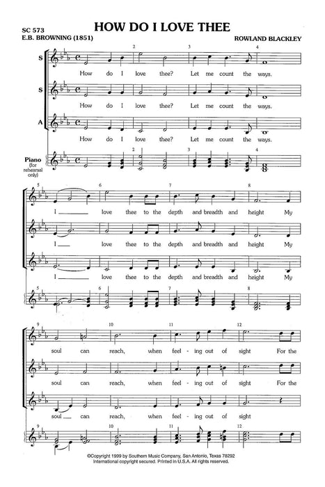 How Do I Love Thee? Choral Music/Octavo Secular Ssa 合唱 | 小雅音樂 Hsiaoya Music
