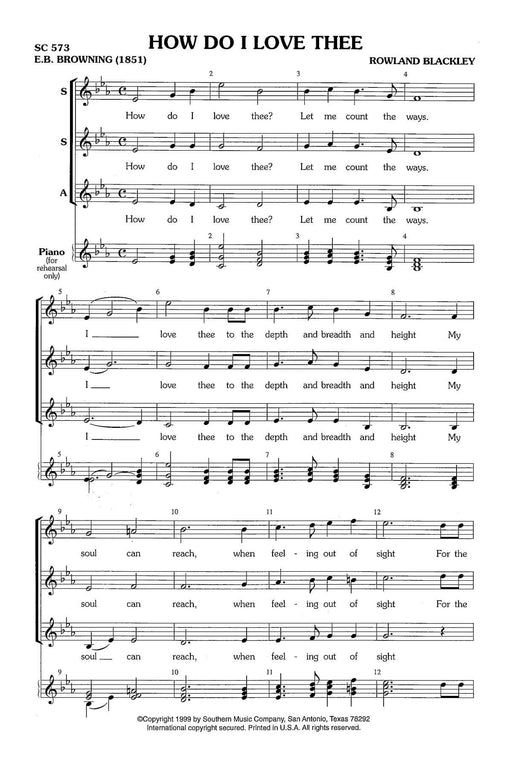 How Do I Love Thee? Choral Music/Octavo Secular Ssa 合唱 | 小雅音樂 Hsiaoya Music
