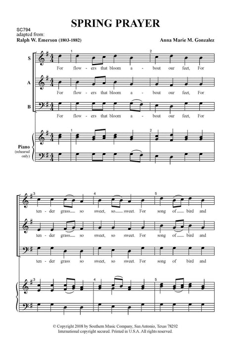 Spring Prayer P.o.p Choral Music/Octavo Sacred Sab 合唱 | 小雅音樂 Hsiaoya Music