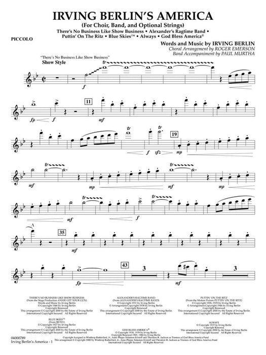 Irving Berlin's America (Medley) Grade 3 Concert Band with Choir 組合曲 室內管樂團 | 小雅音樂 Hsiaoya Music