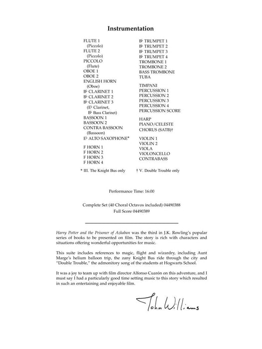 Harry Potter and the Prisoner of Azkaban Suite for Orchestra Score and Parts 囚犯 組曲 管弦樂團 | 小雅音樂 Hsiaoya Music