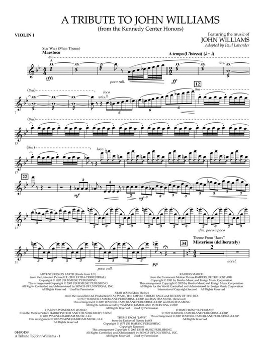 A Tribute to John Williams Score and Parts | 小雅音樂 Hsiaoya Music