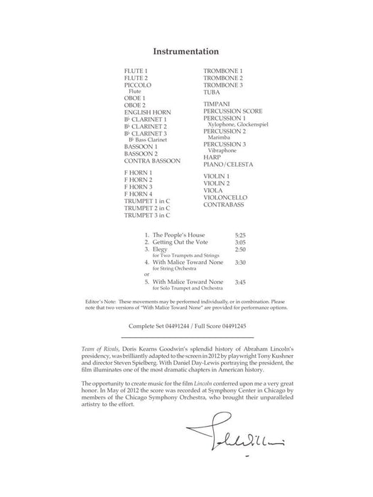 Music from Lincoln Score and Parts | 小雅音樂 Hsiaoya Music
