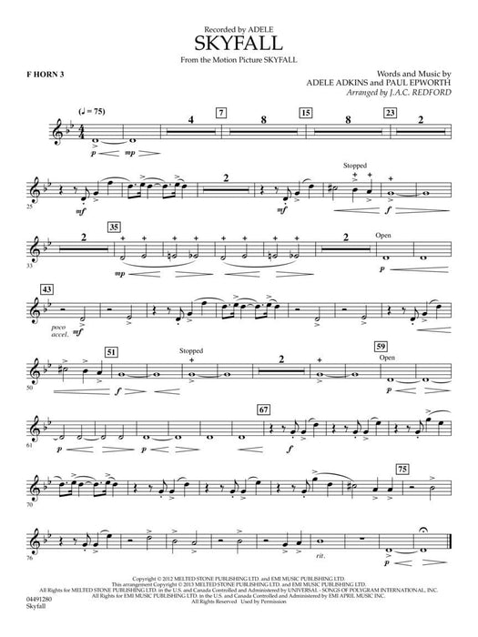 Skyfall with Vocal Solo and opt. SATB Chorus Score and Parts 獨奏 合唱 | 小雅音樂 Hsiaoya Music