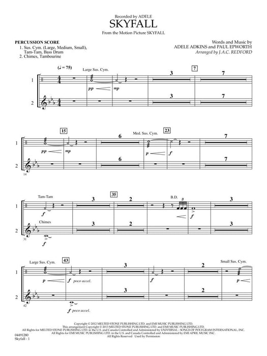 Skyfall with Vocal Solo and opt. SATB Chorus Score and Parts 獨奏 合唱 | 小雅音樂 Hsiaoya Music