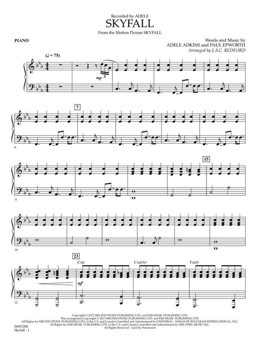 Skyfall with Vocal Solo and opt. SATB Chorus Score and Parts 獨奏 合唱 | 小雅音樂 Hsiaoya Music