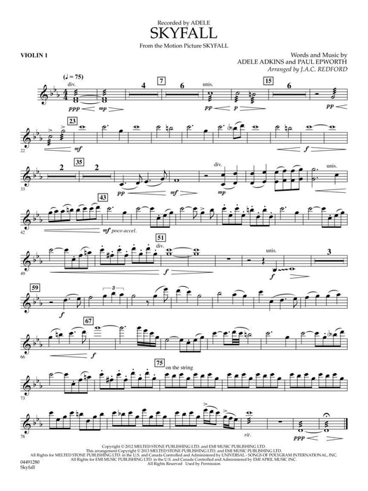 Skyfall with Vocal Solo and opt. SATB Chorus Score and Parts 獨奏 合唱 | 小雅音樂 Hsiaoya Music