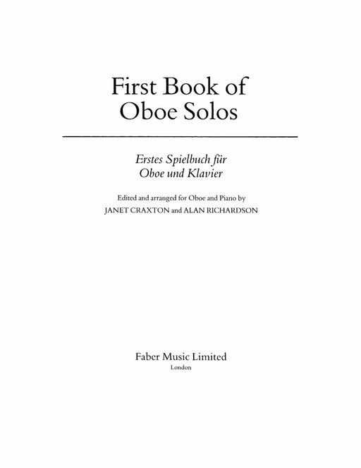 First Book Of Oboe Solos 雙簧管 獨奏 | 小雅音樂 Hsiaoya Music