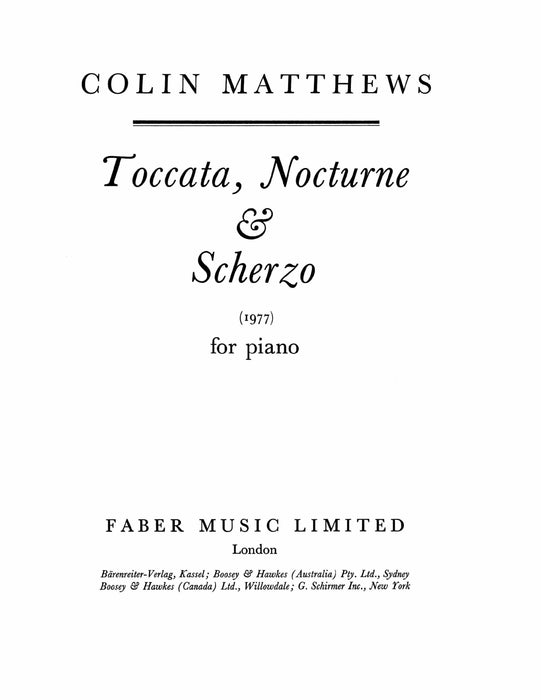 Toccata, Nocturne and Scherzo 觸技曲 夜曲 詼諧曲 | 小雅音樂 Hsiaoya Music