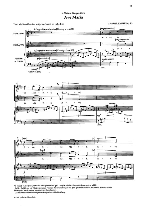 Six Motets for Upper Voices 佛瑞 經文歌 | 小雅音樂 Hsiaoya Music