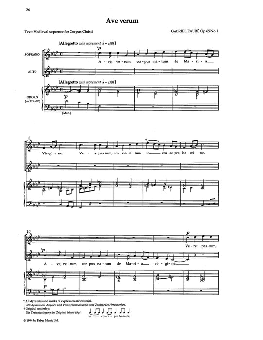 Six Motets for Upper Voices 佛瑞 經文歌 | 小雅音樂 Hsiaoya Music