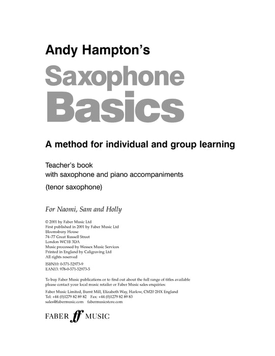 Saxophone Basics Teacher's book (Tenor Saxophone) 薩氏管 | 小雅音樂 Hsiaoya Music