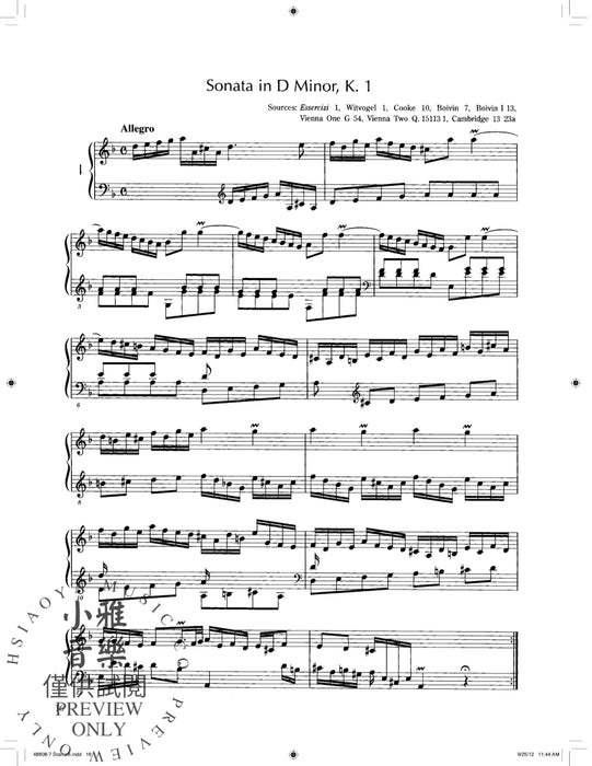 Domenico Scarlatti: Ninety Sonatas in Three Volumes, Volume I 奏鳴曲 | 小雅音樂 Hsiaoya Music