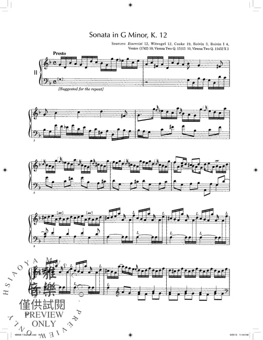 Domenico Scarlatti: Ninety Sonatas in Three Volumes, Volume I 奏鳴曲 | 小雅音樂 Hsiaoya Music