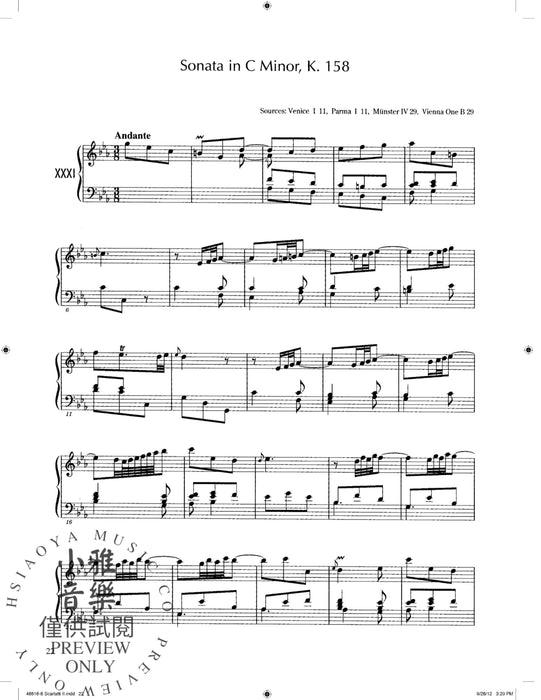 Domenico Scarlatti: Ninety Sonatas in Three Volumes, Volume II 奏鳴曲 | 小雅音樂 Hsiaoya Music