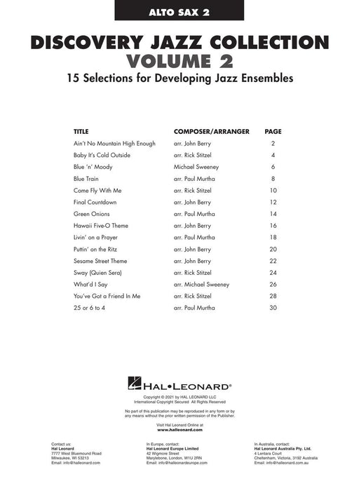 Discovery Jazz Collection - Alto Sax 2 Volume 2 爵士音樂 中音薩氏管 | 小雅音樂 Hsiaoya Music