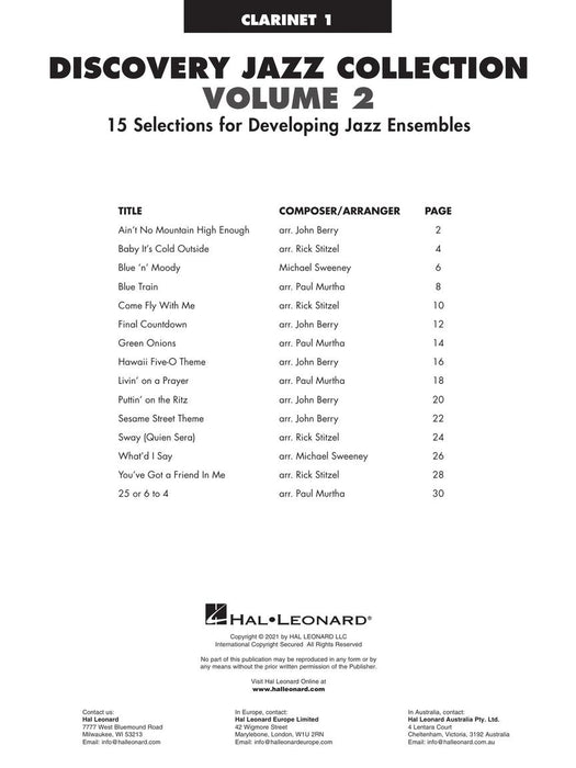 Discovery Jazz Collection - Clarinet 1 Volume 1 豎笛 爵士音樂 | 小雅音樂 Hsiaoya Music