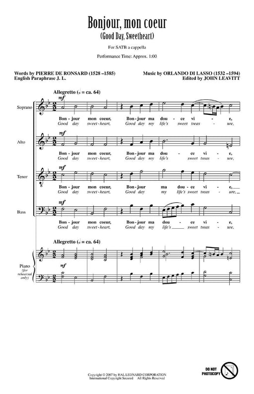 Bonjour, mon coeur (Good Day, Sweetheart) | 小雅音樂 Hsiaoya Music