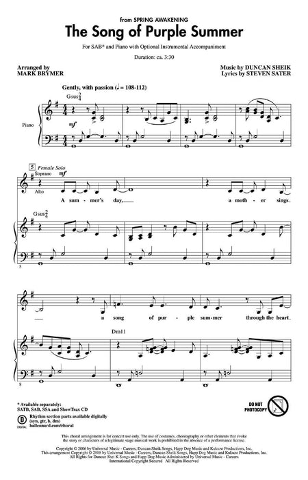 The Song of Purple Summer (from Spring Awakening) | 小雅音樂 Hsiaoya Music