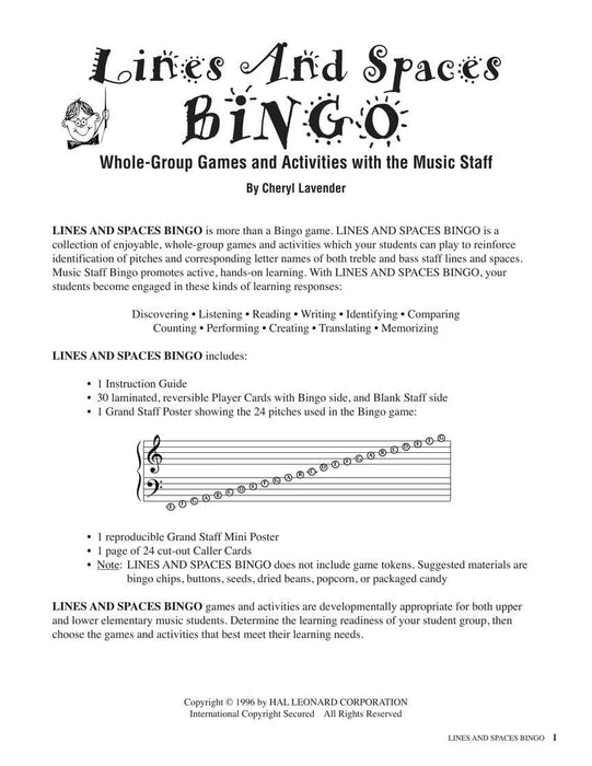 Lines and Spaces Bingo | 小雅音樂 Hsiaoya Music