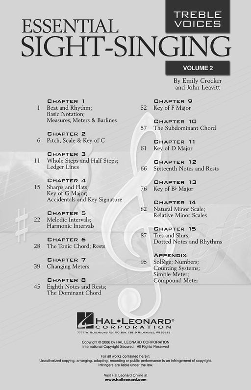 Essential Sight-Singing Volume 2 Treble Voices | 小雅音樂 Hsiaoya Music