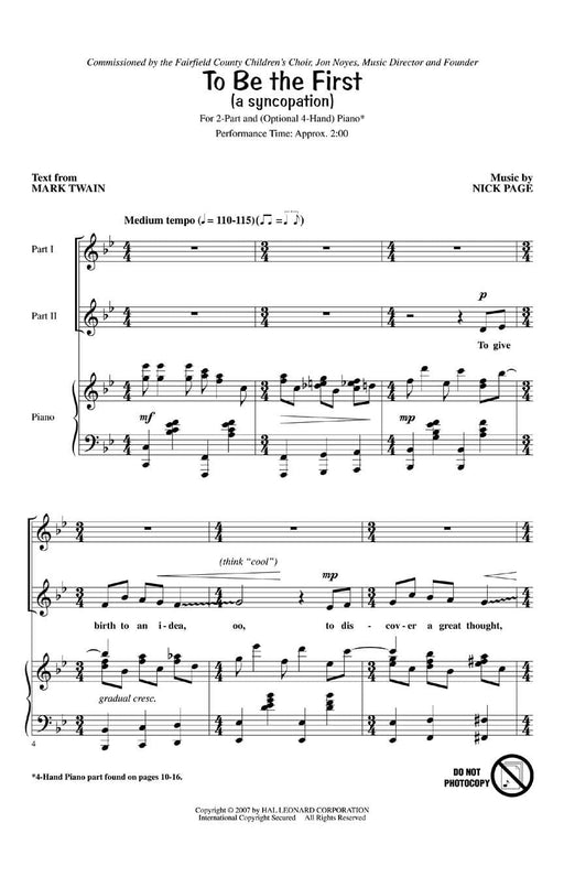 To Be The First (No. 1 from Three Mark Twain Settings) | 小雅音樂 Hsiaoya Music