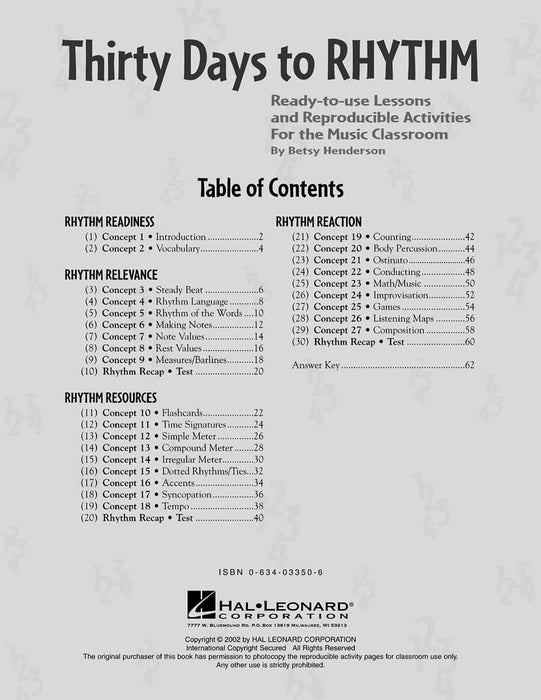 Thirty Days to Rhythm Teacher's Manual 節奏 | 小雅音樂 Hsiaoya Music