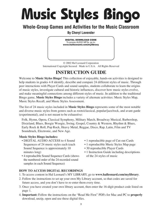 Music Styles Bingo | 小雅音樂 Hsiaoya Music