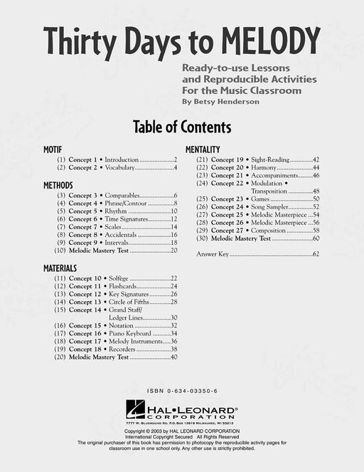 Thirty Days to Melody Ready-to-Use Lessons and Reproducible Activities 旋律 | 小雅音樂 Hsiaoya Music