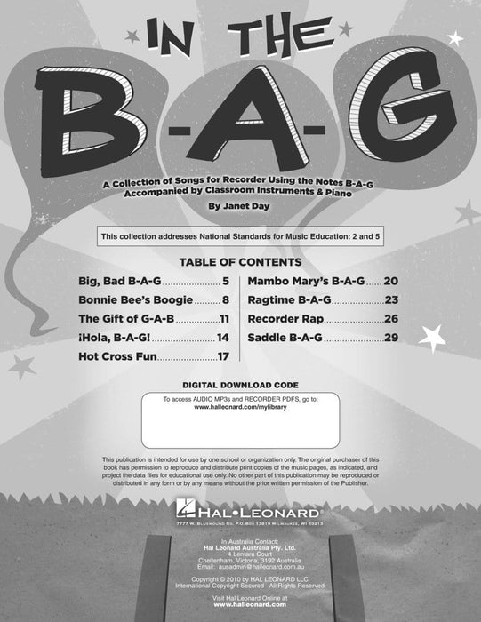 In the B-A-G Collection of Songs for Recorder Using the Notes B-A-G, A | 小雅音樂 Hsiaoya Music