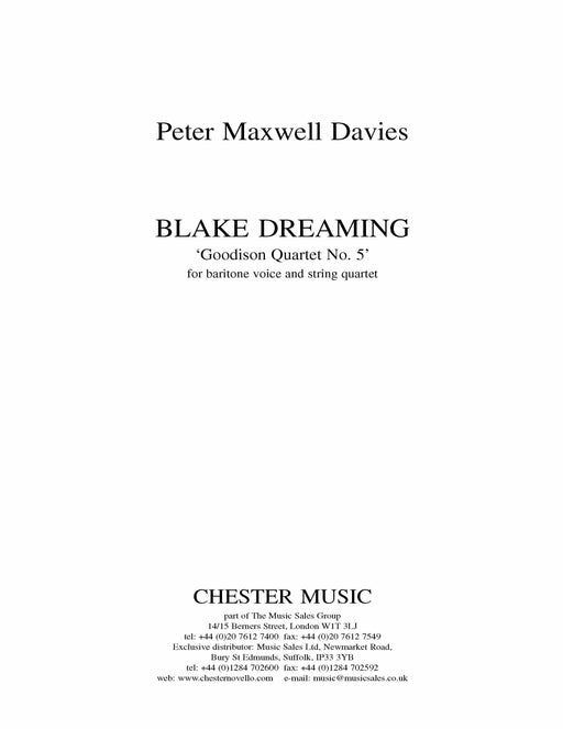 Blake Dreaming 'Goodison Quartet No. 5' Baritone Voice and String Quartet 四重奏 弦樂四重奏 | 小雅音樂 Hsiaoya Music