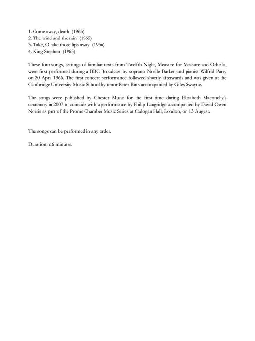 Four Shakespeare Songs for Soprano and Piano 鋼琴 聲樂 | 小雅音樂 Hsiaoya Music