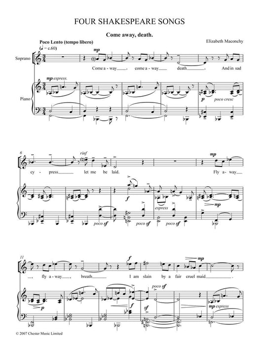 Four Shakespeare Songs for Soprano and Piano 鋼琴 聲樂 | 小雅音樂 Hsiaoya Music