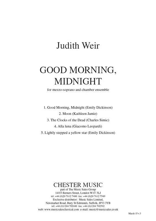 Good Morning, Midnight for Mezzo-Soprano and Chamber Ensemble 次女高音 聲樂與器樂 | 小雅音樂 Hsiaoya Music