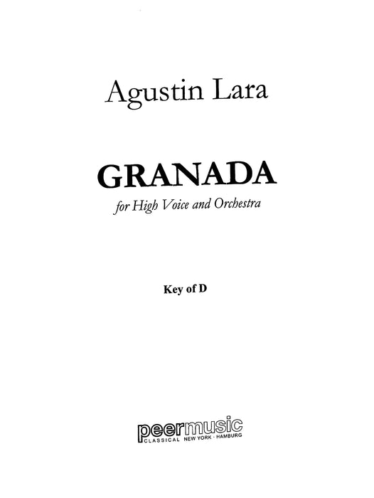 Granada (Key of D) for High Voice and Orchestra 高音 管弦樂團 | 小雅音樂 Hsiaoya Music
