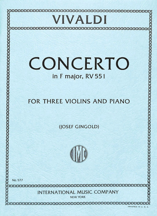 Concerto in F Major, RV 551 韋瓦第 協奏曲 大調 小提琴 (2把以上含鋼琴伴奏) 國際版 | 小雅音樂 Hsiaoya Music