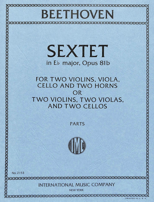 Sextet, Opus 81b for Two Violins, Two Violas & Two Cellos (or 2 Violins, Viola, Cello & 2 Horns in E-flat) 貝多芬 六重奏作品 小提琴中提琴大提琴 小提琴大提琴法國號 | 小雅音樂 Hsiaoya Music