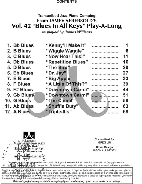 Transcribed Jazz Piano Comping Vol. 42 "Blues in All Keys" Play-A-Long 爵士音樂鋼琴 藍調 | 小雅音樂 Hsiaoya Music