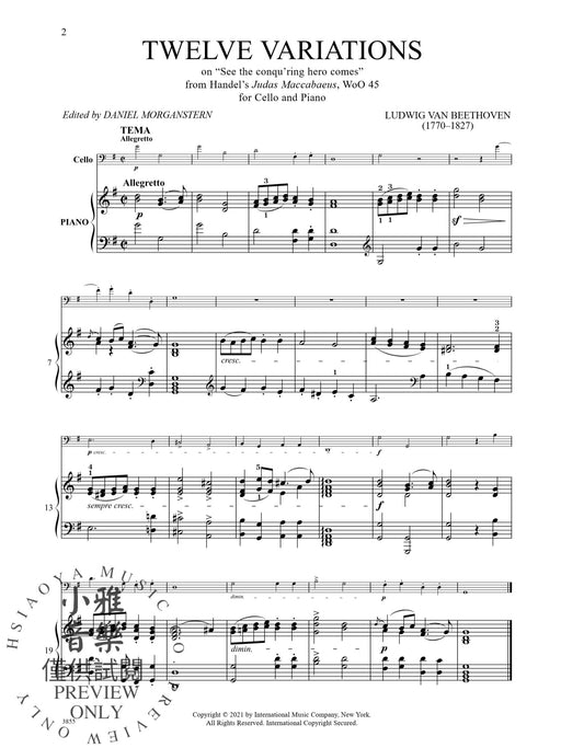 Twelve Variations on "See the conqu'ring hero comes" from Handel's Judas Maccabaeus, WoO 45 貝多芬 大提琴 (含鋼琴伴奏) 國際版 | 小雅音樂 Hsiaoya Music