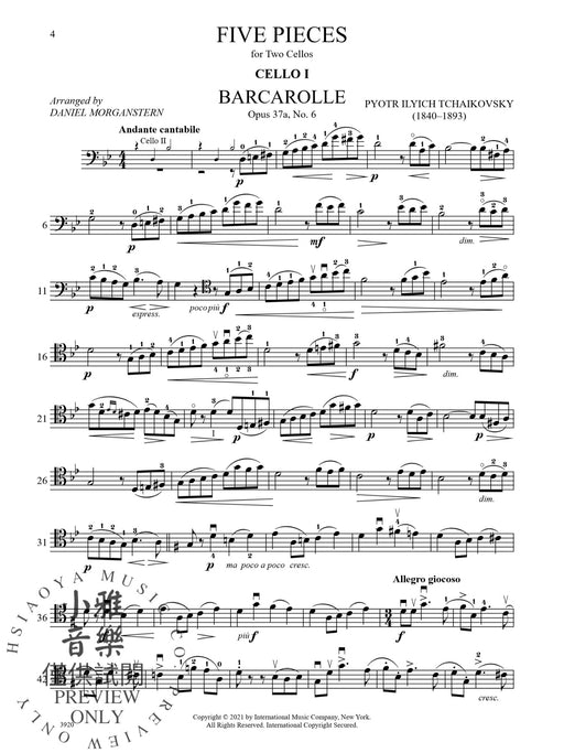Five Pieces 柴科夫斯基彼得 雙大提琴 國際版 | 小雅音樂 Hsiaoya Music