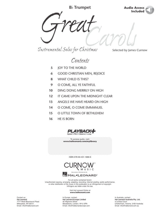 Great Carols Instrumental Solos for Christmas Bb Trumpet - Grade 3-4 耶誕頌歌 獨奏 小號 | 小雅音樂 Hsiaoya Music