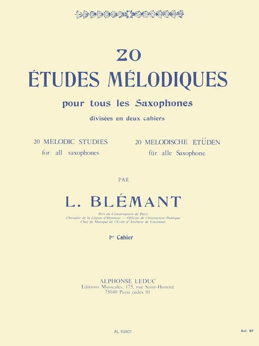 20 Etudes Mélodiques pour tous les Saxophones - Volume 1 [20 Melodic Studies for All Saxophones] 練習曲 薩氏管 | 小雅音樂 Hsiaoya Music